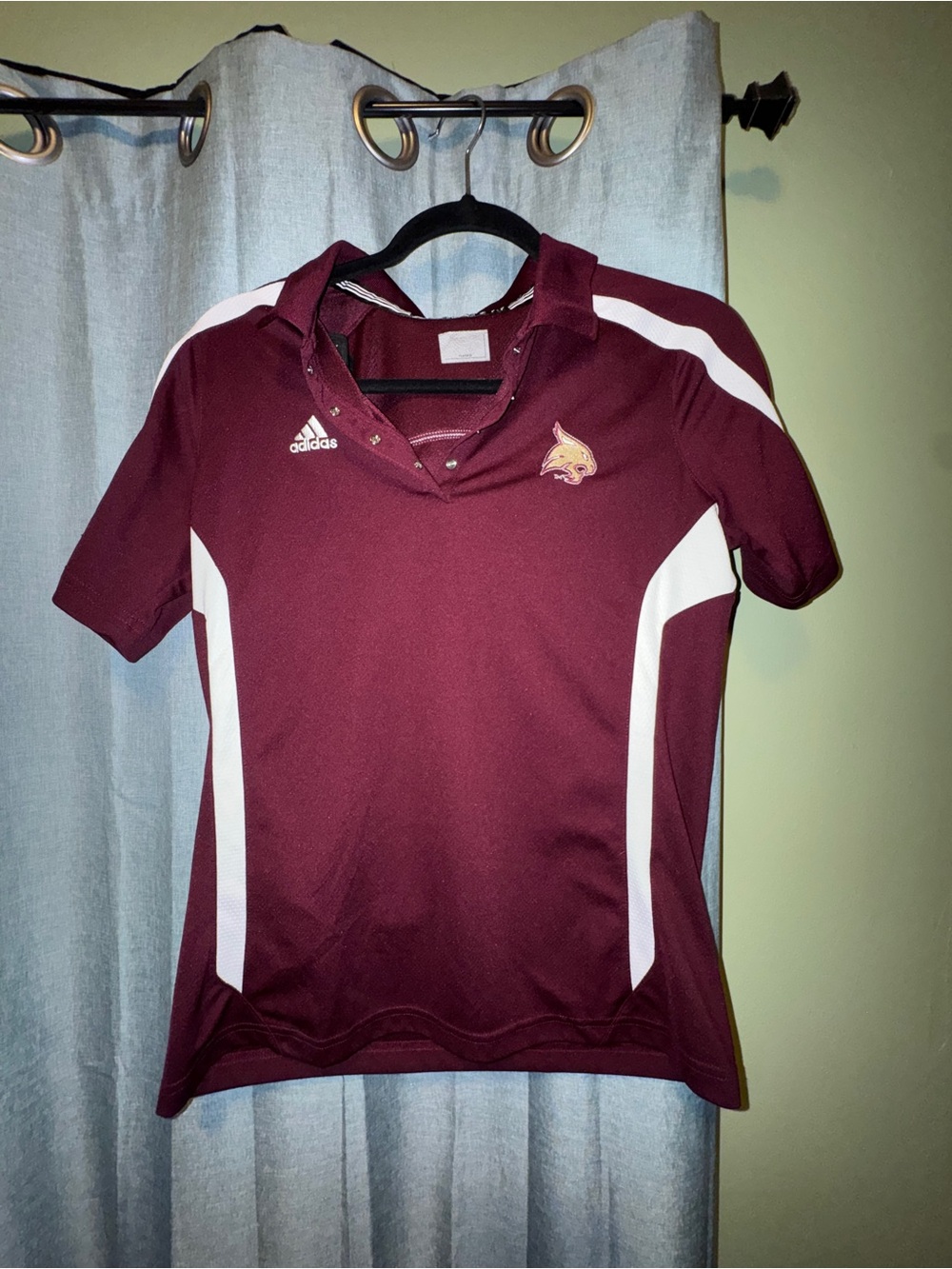 Adidas Maroon Short Sleeve Team Polo Texas State University